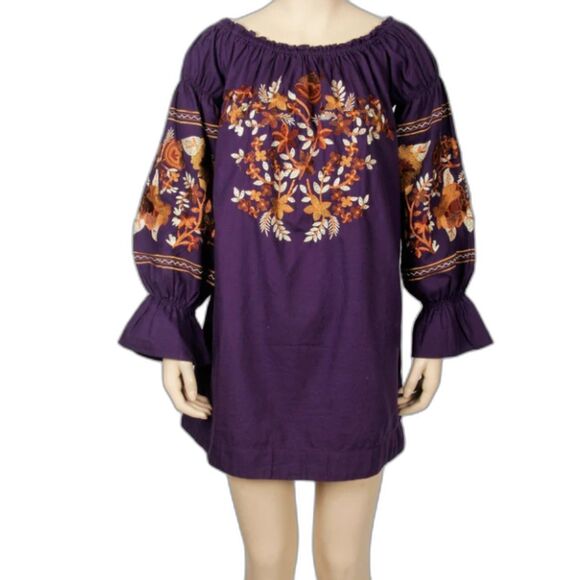 Free People Women's Fleur De Jour Cotton Embroidered Mini Dress, Size XS - NWT - Picture 1 of 8
